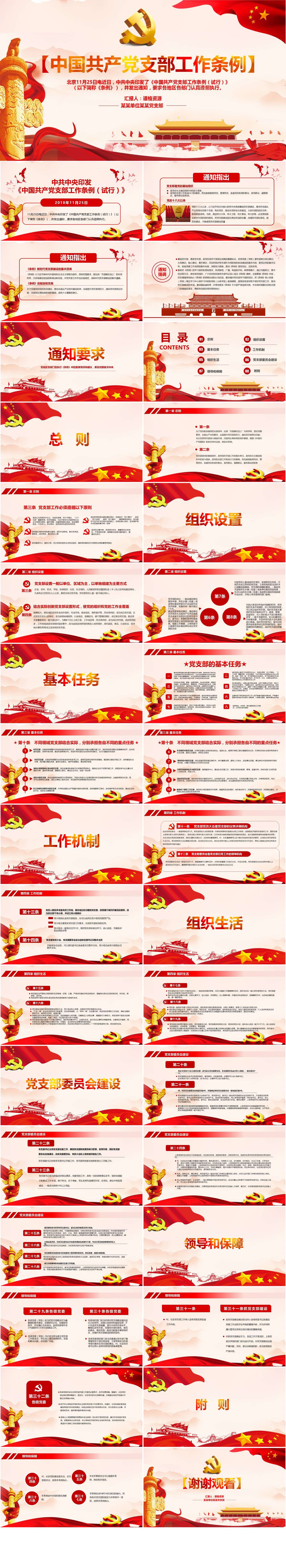 中国共产党支部工作条例解读党课教育党建通用PPT模板