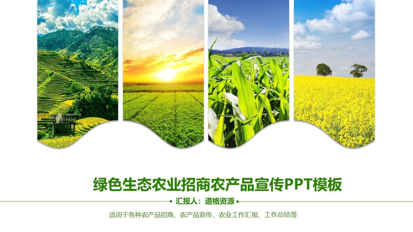 Green ecological agriculture investment promotion agricultural products promotion PPT template