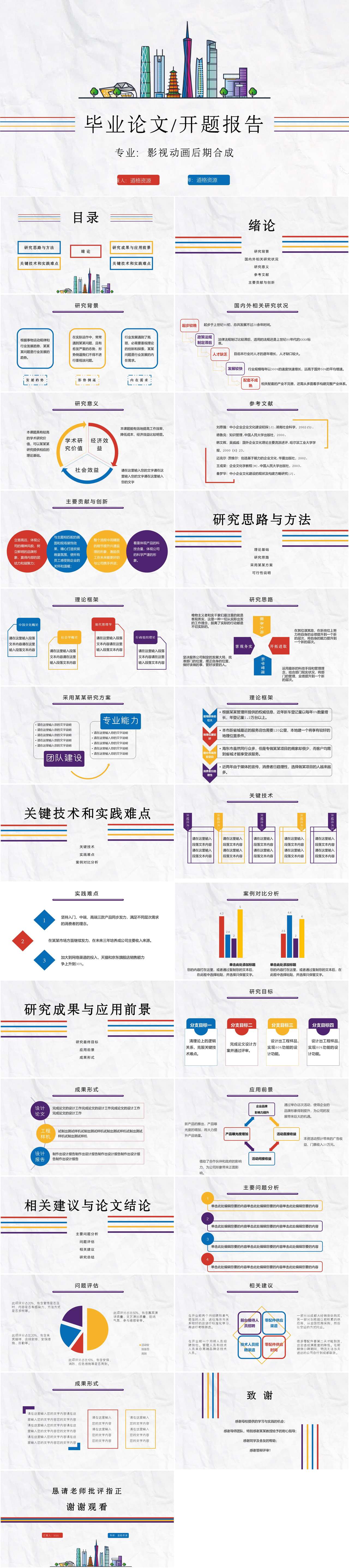 简约毕业论文答辩开题报告PPT模板