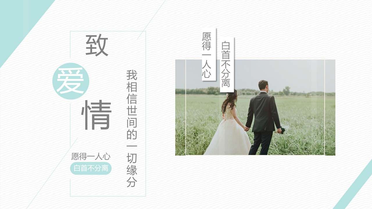 Fresh and beautiful wedding PPT template