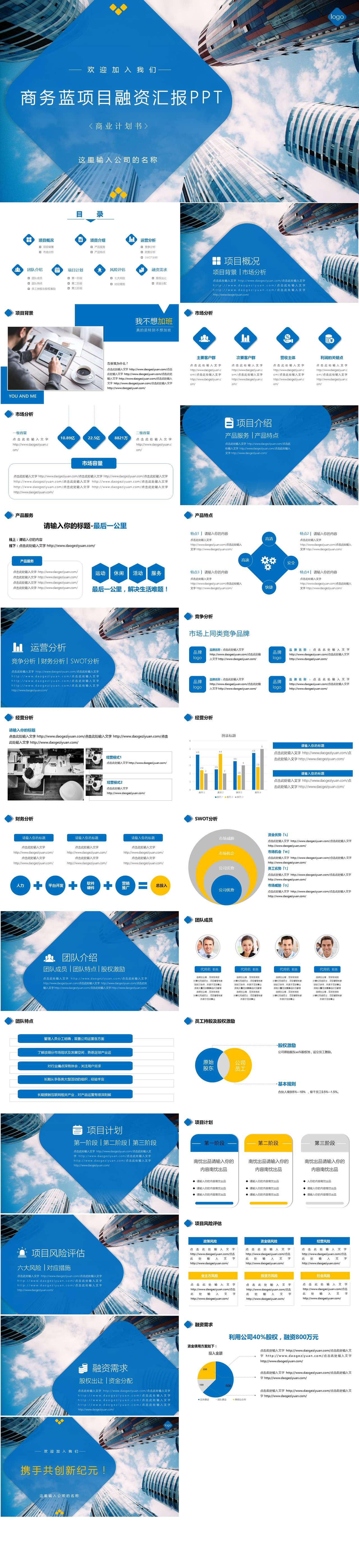 商务蓝色项目融资汇报ppt模板